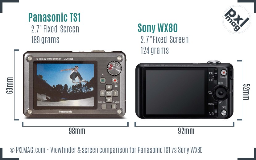 Panasonic TS1 vs Sony WX80 Screen and Viewfinder comparison