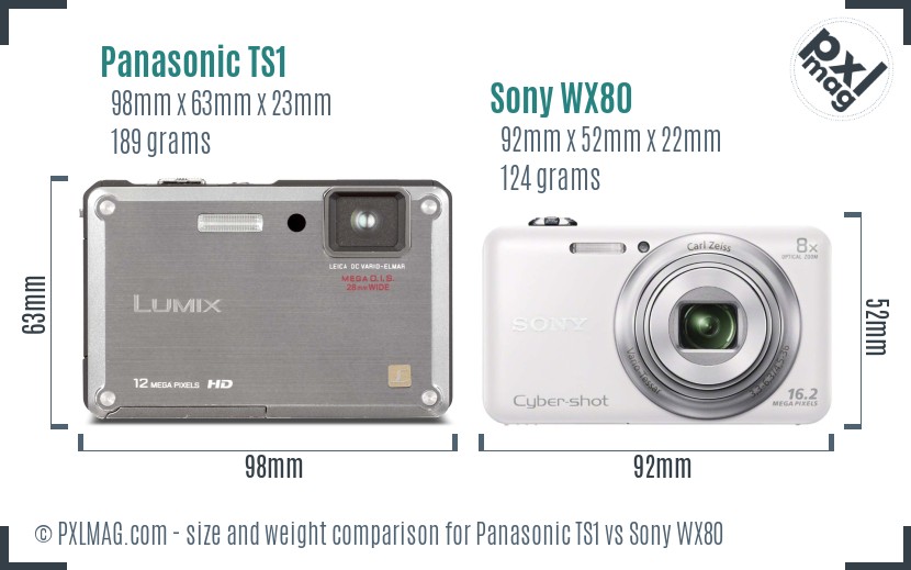 Panasonic TS1 vs Sony WX80 size comparison