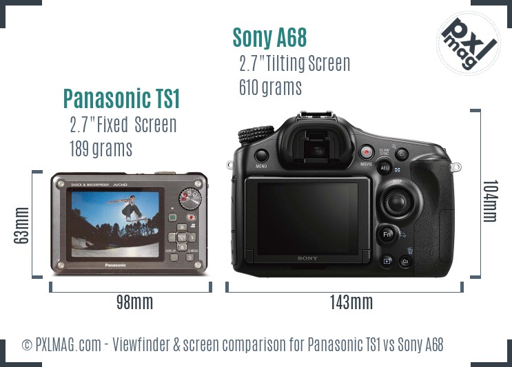Panasonic TS1 vs Sony A68 Screen and Viewfinder comparison
