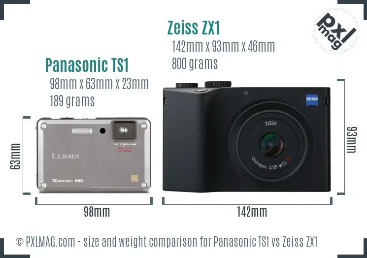 Panasonic TS1 vs Zeiss ZX1 size comparison