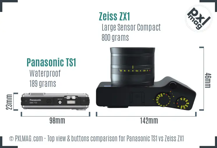 Panasonic TS1 vs Zeiss ZX1 top view buttons comparison