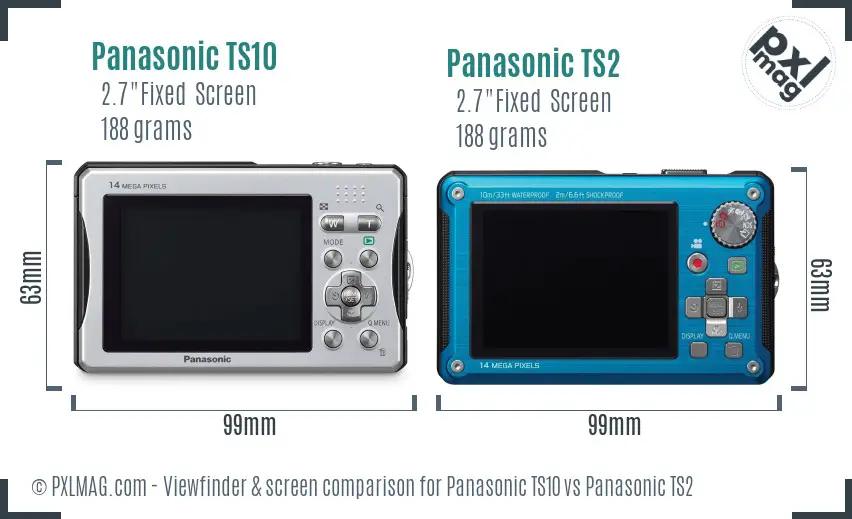 Panasonic TS10 vs Panasonic TS2 Screen and Viewfinder comparison