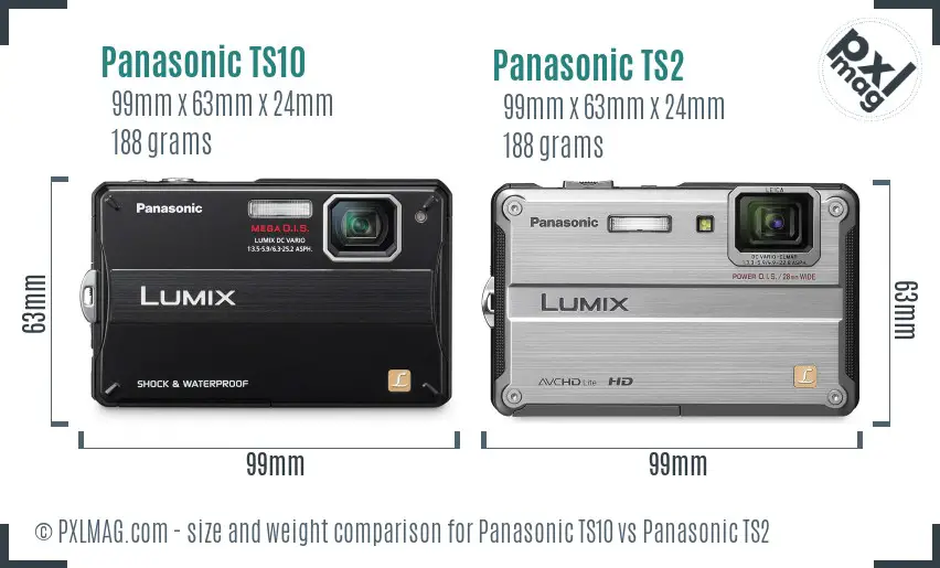 Panasonic TS10 vs Panasonic TS2 size comparison