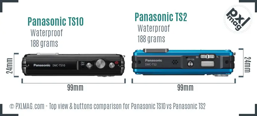 Panasonic TS10 vs Panasonic TS2 top view buttons comparison