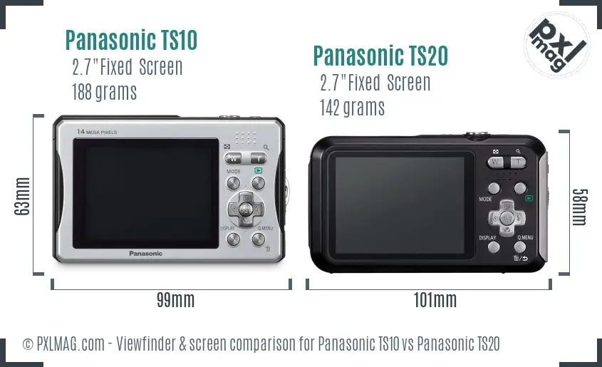 Panasonic TS10 vs Panasonic TS20 Screen and Viewfinder comparison