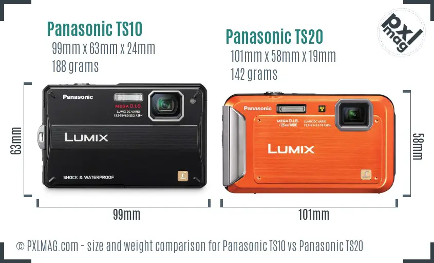 Panasonic TS10 vs Panasonic TS20 size comparison