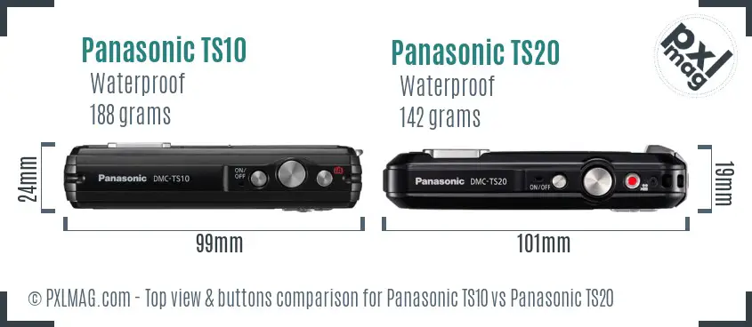 Panasonic TS10 vs Panasonic TS20 top view buttons comparison