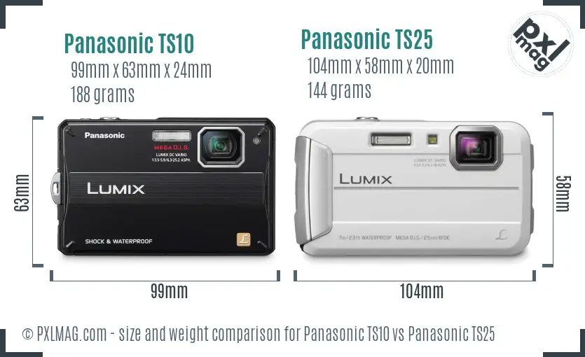 Panasonic TS10 vs Panasonic TS25 size comparison