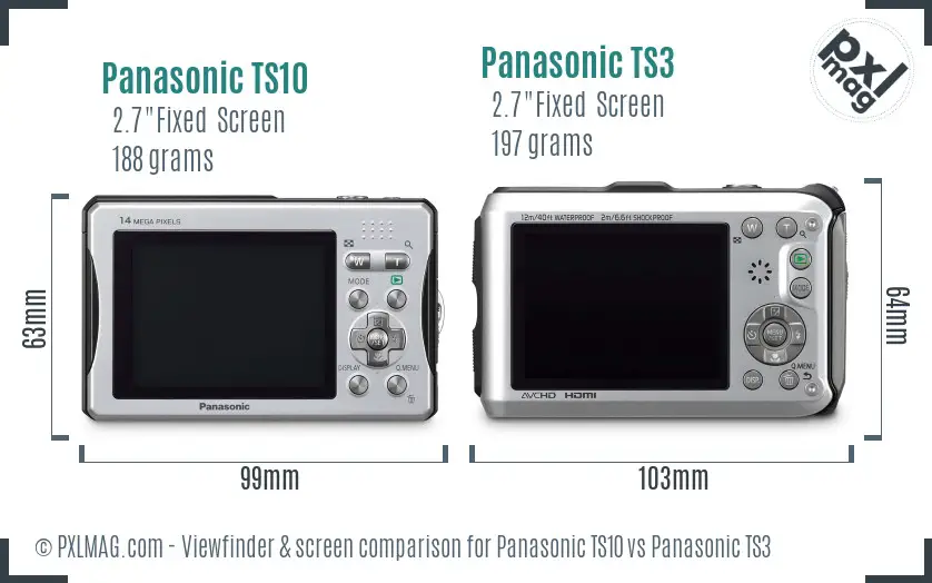 Panasonic TS10 vs Panasonic TS3 Screen and Viewfinder comparison