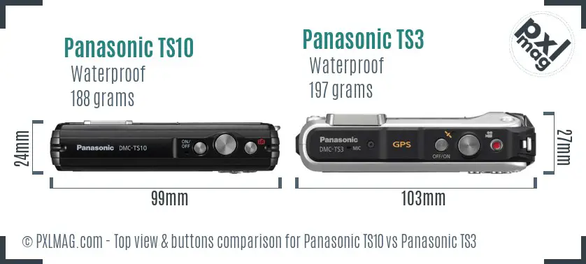 Panasonic TS10 vs Panasonic TS3 top view buttons comparison