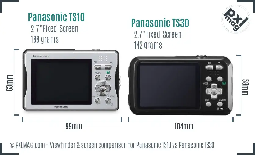 Panasonic TS10 vs Panasonic TS30 Screen and Viewfinder comparison