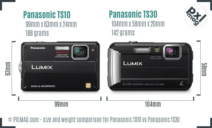 Panasonic TS10 vs Panasonic TS30 size comparison