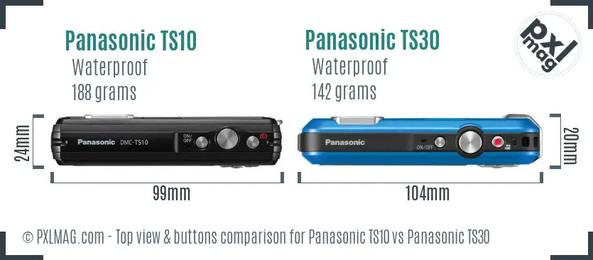 Panasonic TS10 vs Panasonic TS30 top view buttons comparison