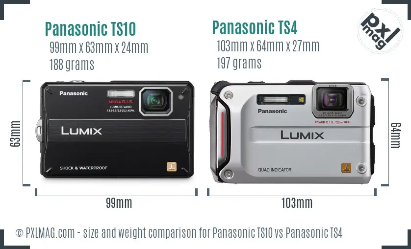 Panasonic TS10 vs Panasonic TS4 size comparison