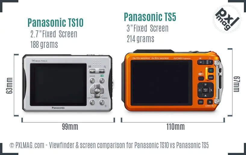 Panasonic TS10 vs Panasonic TS5 Screen and Viewfinder comparison