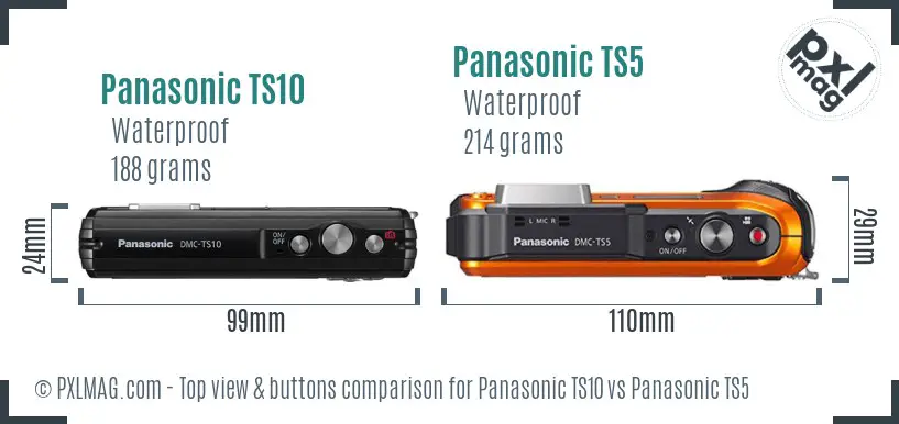 Panasonic TS10 vs Panasonic TS5 top view buttons comparison