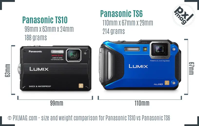 Panasonic TS10 vs Panasonic TS6 size comparison