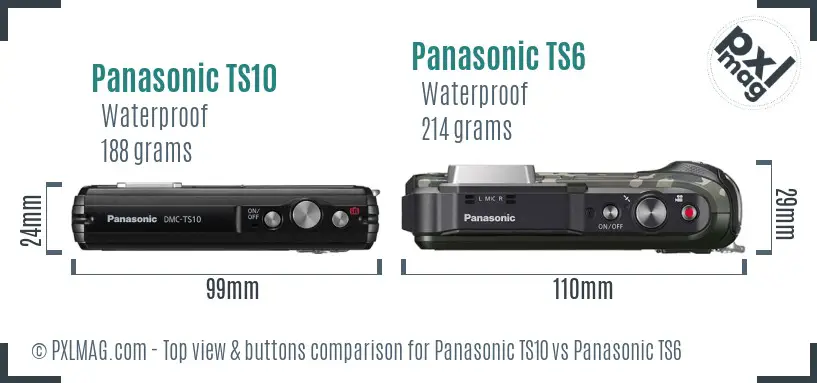 Panasonic TS10 vs Panasonic TS6 top view buttons comparison