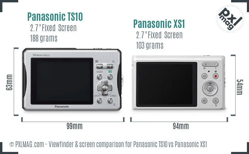 Panasonic TS10 vs Panasonic XS1 Screen and Viewfinder comparison