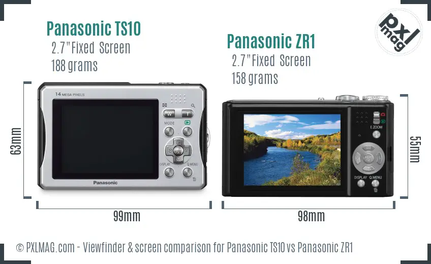 Panasonic TS10 vs Panasonic ZR1 Screen and Viewfinder comparison
