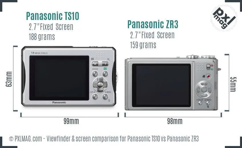 Panasonic TS10 vs Panasonic ZR3 Screen and Viewfinder comparison
