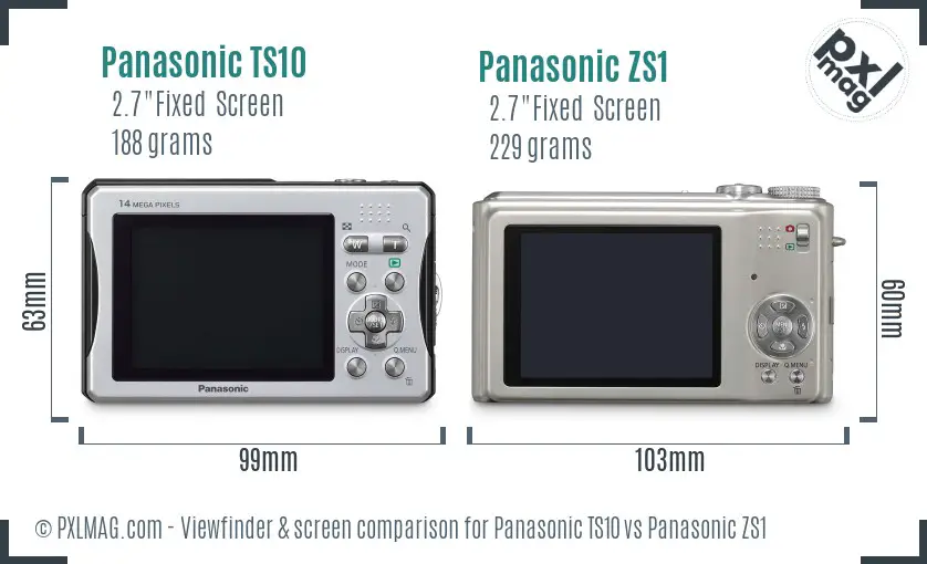 Panasonic TS10 vs Panasonic ZS1 Screen and Viewfinder comparison