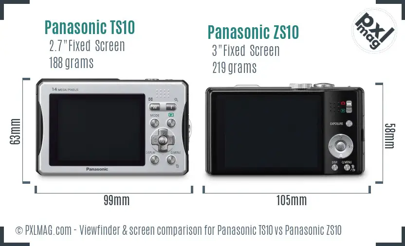 Panasonic TS10 vs Panasonic ZS10 Screen and Viewfinder comparison