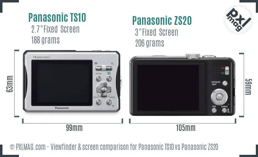 Panasonic TS10 vs Panasonic ZS20 Screen and Viewfinder comparison