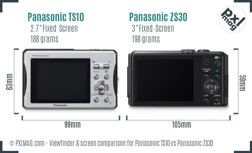 Panasonic TS10 vs Panasonic ZS30 Screen and Viewfinder comparison