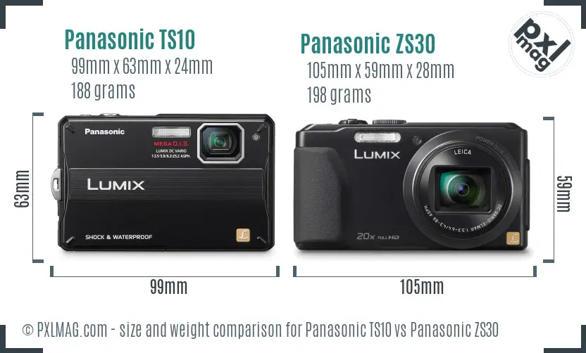 Panasonic TS10 vs Panasonic ZS30 size comparison