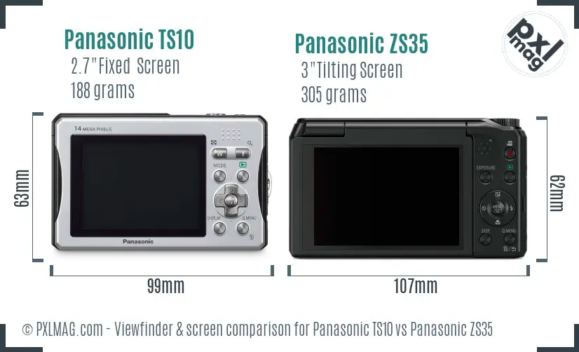 Panasonic TS10 vs Panasonic ZS35 Screen and Viewfinder comparison