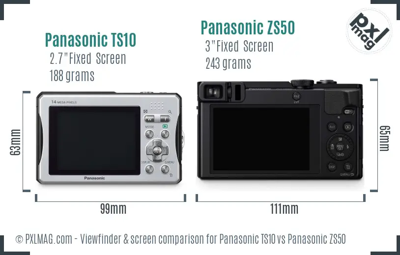 Panasonic TS10 vs Panasonic ZS50 Screen and Viewfinder comparison