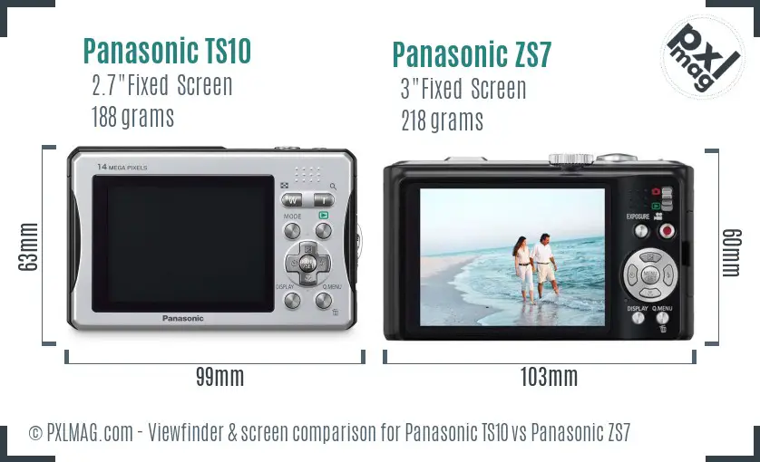 Panasonic TS10 vs Panasonic ZS7 Screen and Viewfinder comparison