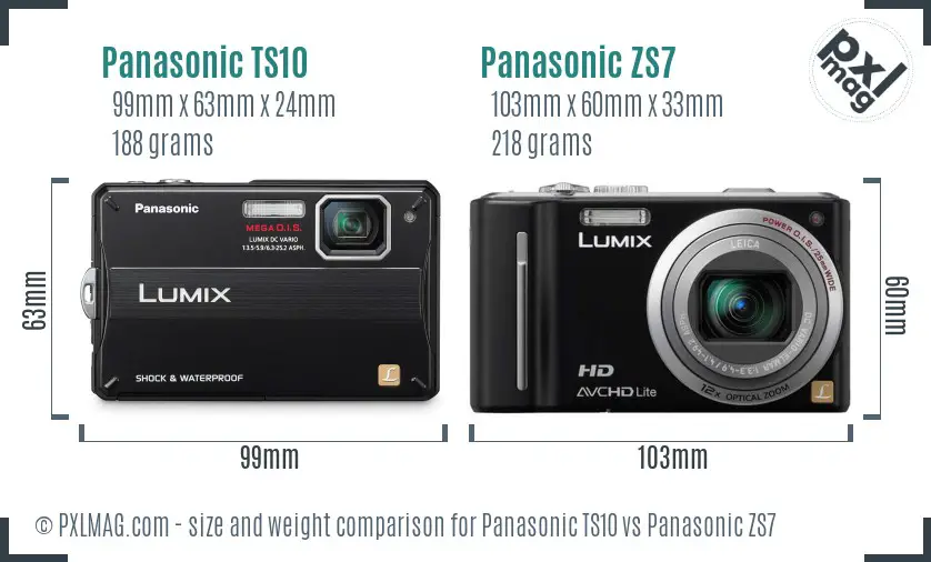 Panasonic TS10 vs Panasonic ZS7 size comparison