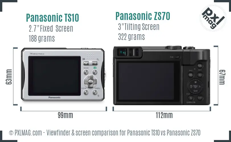 Panasonic TS10 vs Panasonic ZS70 Screen and Viewfinder comparison