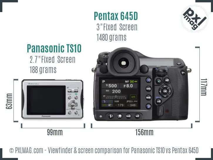 Panasonic TS10 vs Pentax 645D Screen and Viewfinder comparison