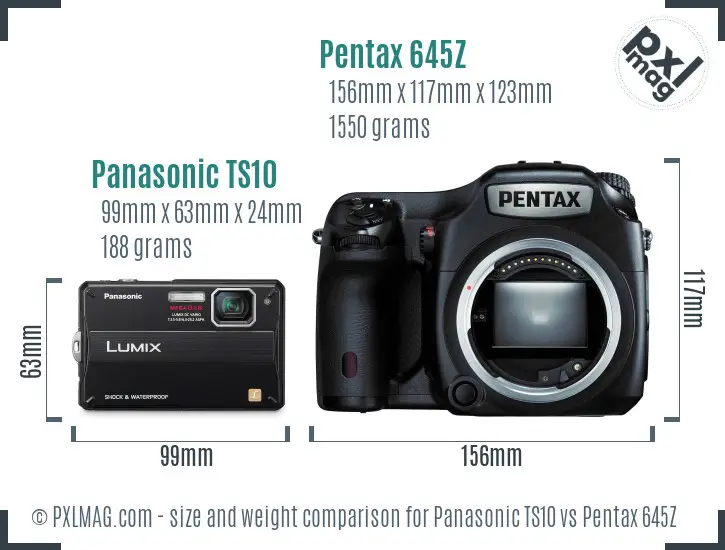 Panasonic TS10 vs Pentax 645Z size comparison