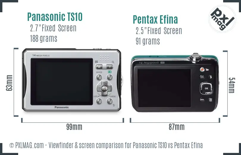 Panasonic TS10 vs Pentax Efina Screen and Viewfinder comparison