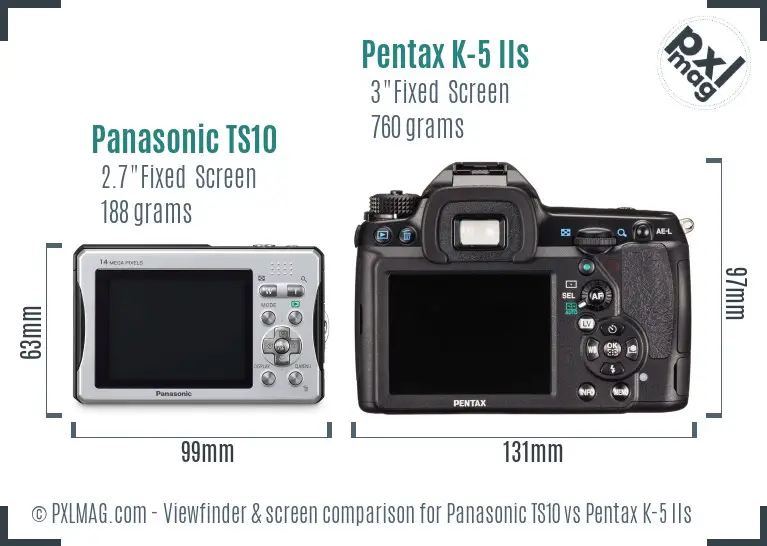 Panasonic TS10 vs Pentax K-5 IIs Screen and Viewfinder comparison