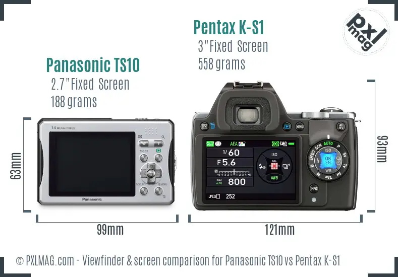 Panasonic TS10 vs Pentax K-S1 Screen and Viewfinder comparison