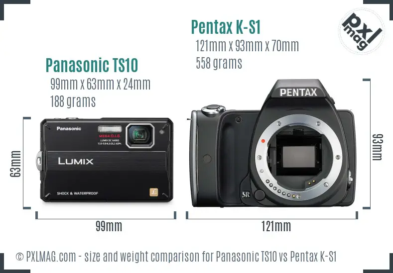 Panasonic TS10 vs Pentax K-S1 size comparison