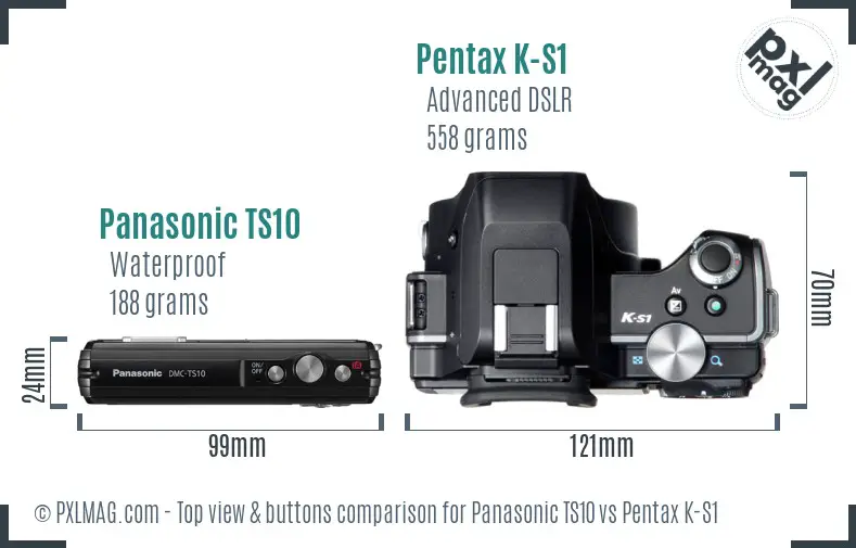 Panasonic TS10 vs Pentax K-S1 top view buttons comparison