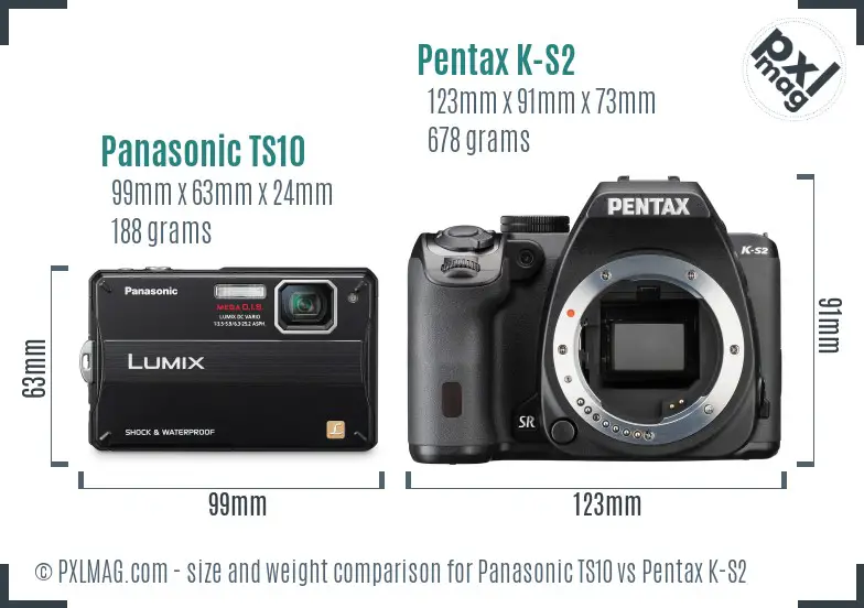 Panasonic TS10 vs Pentax K-S2 size comparison