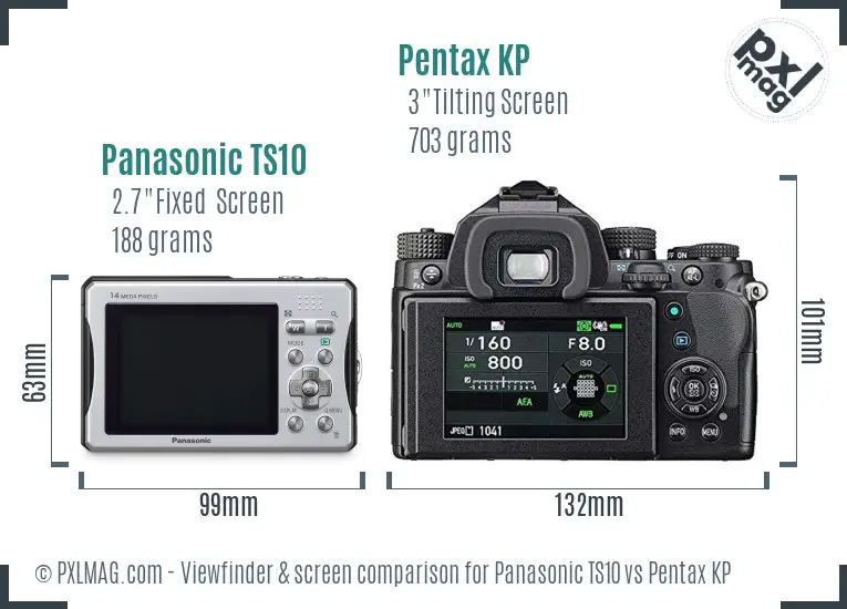 Panasonic TS10 vs Pentax KP Screen and Viewfinder comparison