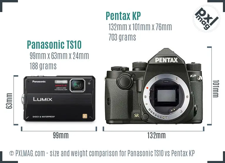 Panasonic TS10 vs Pentax KP size comparison
