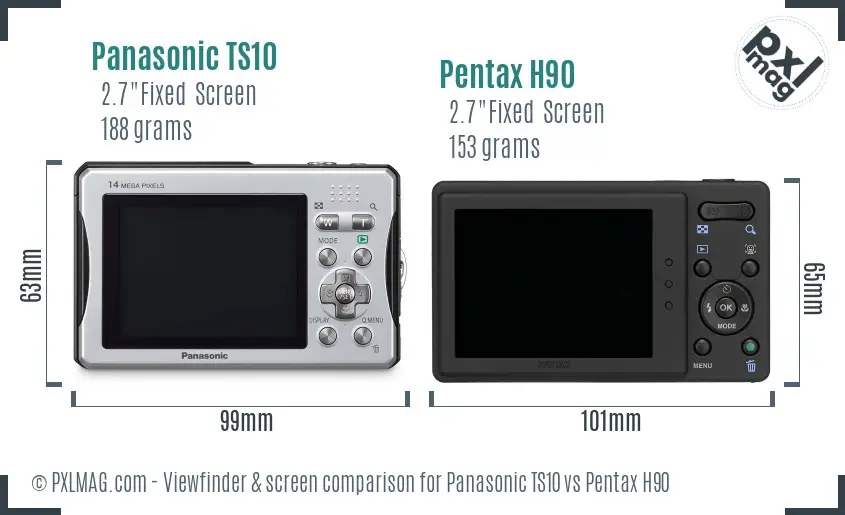 Panasonic TS10 vs Pentax H90 Screen and Viewfinder comparison