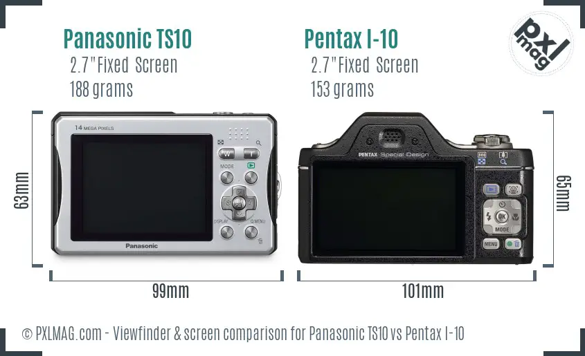 Panasonic TS10 vs Pentax I-10 Screen and Viewfinder comparison