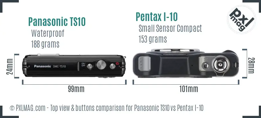 Panasonic TS10 vs Pentax I-10 top view buttons comparison