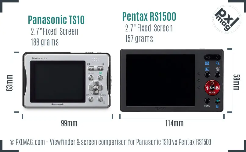 Panasonic TS10 vs Pentax RS1500 Screen and Viewfinder comparison