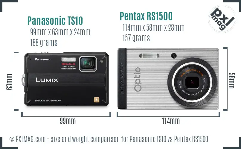 Panasonic TS10 vs Pentax RS1500 size comparison